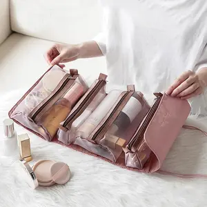 Borsa cosmetica da viaggio scatola per il trucco in rete da donna pennelli per il trucco da toilette per estetista organizzatore per la conservazione del rossetto