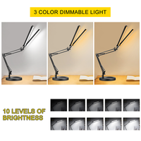 Lampe de bureau LED pliable à double tête, design moderne et simple en aluminium, éclairage grand angle, bras flexible orientable, lampe de table DC pour salle de lecture