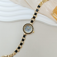 Montre de luxe pour femme avec pierres précieuses colorées, cadran rond en diamant coloré, montre à quartz, bracelet tendance pour femme