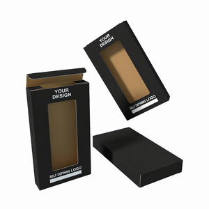 Elegante Caja de Cartón Negra Personalizada con Acabado Mate Minimalista <span class=keywords><strong>y</strong></span> Ventana para Accesorios de Teléfono, Estilo Romano - Product Image 1