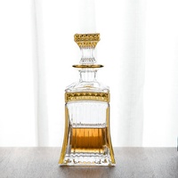 Carafe à whisky de luxe en verre sodocalcique transparent électroplaqué sur mesure de 500 ml, fabriquée à la machine, certifiée LFGB, pour cadeaux d'affaires