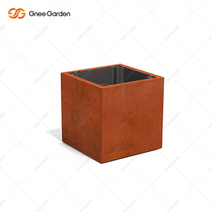 Gnee Garden Corten Steel Square Planter Outdoor Modern Rustic <b>Flower</b> Pot for Home 20-inch Durable Minimalist Design Customizable - Product Image 3
