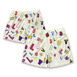 Pantalones cortos deportivos de alta calidad con logotipo personalizado, impresión por sublimación, pantalones cortos de baloncesto de malla informales de poliéster de Color libre para hombre - Product Image 6