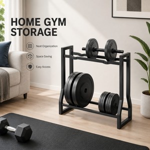 Support de Rangement pour Haltères et Plaques de <span class=keywords><strong>Poids</strong></span> CooSport Fitness, Étagère à 2 Niveaux pour Haltères, Support de Sol pour <span class=keywords><strong>Poids</strong></span> - Product Image 3