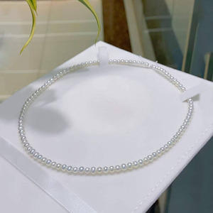 Handmade <b>Choker</b> Necklace 14K Gold Filled Clasp 3.5-4mm & 4-4.5mm Clean Near Round Natural Freshwater Pearl With Extension Chain - Product Image 1