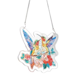 Attrape-soleil suspendu en acrylique pour fenêtre, motif oiseaux colorés printaniers, style campagnard américain, puzzle - Product Image 6