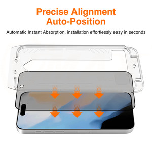 Protector de Pantalla de Vidrio Templado 2.5D con Privacidad 9H y Borde Negro para <span class=keywords><strong>iPhone</strong></span> 16 Pro 17, con Herramienta de Instalación Fácil y Antipolvo - Product Image 2