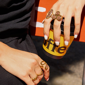 ชุดแหวนลายเสือดาวรูปทรงเรขาคณิตแบบฝังขอบเครื่องประดับสำหรับงานปาร์ตี้สำหรับทุกเพศ - Product Image 2