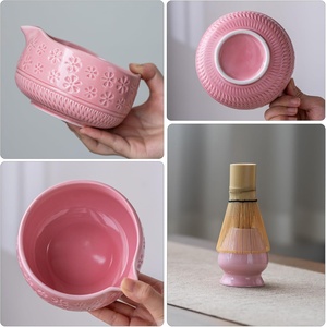 Buucup Ensemble de 7 fouets à matcha en céramique rose et bambou Kit de bricolage Porte-fouet pour bol Scoop Sifter Torchon OEM Personnalisable - Product Image 2