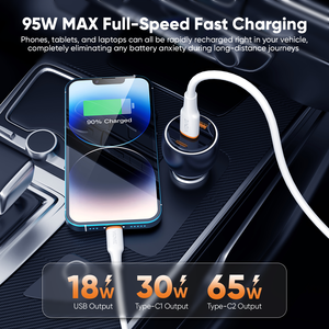 <span class=keywords><strong>Chargeur</strong></span> de voiture VIDVIE Type C à charge rapide PD 90W Max, 2 ports USB-C pleine vitesse, 1 USB QC/PD pour une utilisation universelle 12-24V - Product Image 5