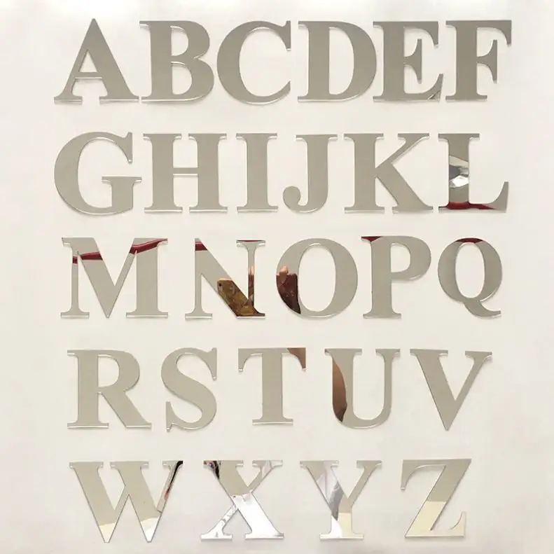 26 אותיות באנגלית מראה קיר מדבקות 3D אפקט אקריליק אלפבית מילות מראות קיר מדבקת מדבקות DIY בית אמנות קישוטים