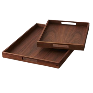 Plateau rectangulaire avec poignée en acier nouveauté à la recherche d'une assiette à bonbons en bois véritable Ramadan Eid élégante assiette à gâteau au chocolat - Product Image 3