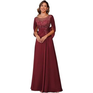 Nuovi Abiti da Sera per Matrimoni, Vestiti Formali in Chiffon con Applicazioni in Pizzo e Pieghe per Ospiti, Abiti per la Madre della Sposa - Product Image 5