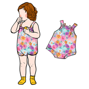 Combinaison d'été pour bébé fille Ga-10 personnalisable avec logo, bretelles, imprimé dinosaure, fermeture auto-agrippante, en coton biologique - Product Image 5