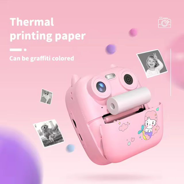 Cute Kids Digital Camera 1080p Resolution Instant Printing Photo Stickers Games MP3 Function 1-Year CMOS Toy Gift Souvenir
