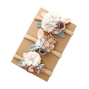 DOMOHO Popular Seamless Hair Ring Baby Pearl Combination Flower With Nylon Rubber Band Kids' Hair Accessories Hairbands