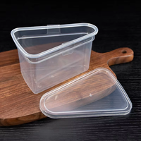 Boîte à dessert triangulaire populaire de 300 ml/10 oz avec couvercle et cuillère, gobelet à dessert en plastique jetable robuste pour une tranche de gâteau