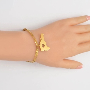 Joyeria puerto Rico bản đồ với vòng đeo tay quyến rũ trái tim joyas mạ vàng bản đồ quốc gia của puerto ricans Chuỗi Vòng Đeo Tay BIJOUX Femme - Product Image 2