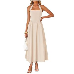 2025 vêtements pour femmes transfrontaliers du commerce extérieur européen et américain pour <span class=keywords><strong>Amazon</strong></span> robe sans manches à col licou vente chaude - Product Image 2