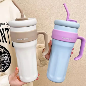 High Appearance Girls' Simple Water <b>Cup</b> Straw Insulated <b>Cup</b> Large Capacity 316 Food Grade Stainless Steel <b>Ice</b> Cream <b>Cup</b> - Product Image 2