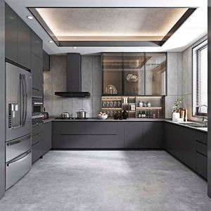OPPEIN <span class=keywords><strong>Cucina</strong></span> Modulare Moderna Marrone con Lavello e Rubinetto, Design con Cerniere Adatto per Appartamenti, Dimensioni e Colore Personalizzabili - Product Image 6