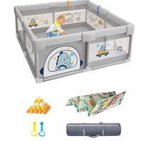 Parc Bébé Intérieur/Extérieur Grande Taille Certifié CE CPC avec Tapis en Mousse et Balles Océan Écologiques pour Chambre à Coucher Salon