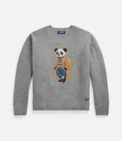 Pull en tricot personnalisé pour homme avec motif panda, col rond, broderie de logo sur mesure, OEM ODM, marque privée, tricot d'hiver décontracté