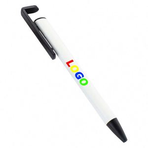 Stylo à bille en métal durable imprimé en sérigraphie avec support de téléphone - Stylos promotionnels personnalisés - Product Image 1