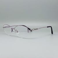 Gafas de Sol de Titanio para Mujer, Diseño de Media Montura, Anti-Luz Azul, Ligeras, Cómodas, Modernas, para Uso Diario, Montura Óptica Ovalada