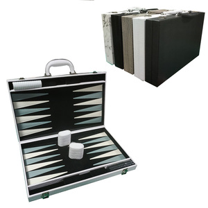 Ensemble de backgammon de <span class=keywords><strong>voyage</strong></span> en cuir de 21 pouces avec serrure - Product Image 2
