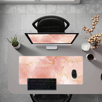 Tapis de souris de jeu personnalisé en marbre rose antidérapant en caoutchouc et polyester tapis de souris de jeu à sublimation grand tapis de bureau Vente en gros