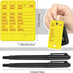 Customized Pricing Label Yellow PVC <b>Key</b> Tag With Keyring Handwritten Multiline 3inchx1.38inch Lightweight For <b>Vehicle</b> Inventory - Product Image 1