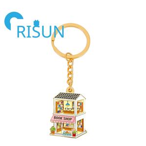 Porte-clés en métal personnalisé, émail rigide ou souple, motifs mignons de dessins animés, thé, livres, pâtisserie, sérigraphie, pour librairie, vente en gros - Product Image 4