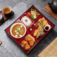 Boîte à bento traditionnelle à 5 compartiments pour sushis, boîte à lunch, plat de service, récipient alimentaire pour la maison, le restaurant, les affaires, le pique-nique