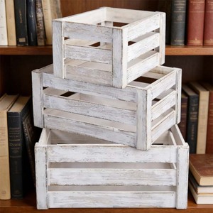 Customized Wholesale Retro Distressed <strong>White</strong> <strong>Wooden</strong> <strong>Crates</strong> Suitable for Home Storage and Organization - Product Image 6