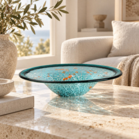 Plateau à fruits en verre de luxe Jossin, plateau en verre bleu marine, bol décoratif pour service de style arabe et décoration élégante pour la maison