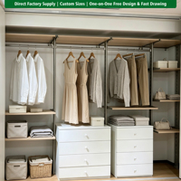 Armoire ouverte sur mesure en aluminium et bois pour toute la maison, kit de rangement modulaire mural et au sol