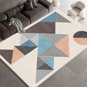 พรมพื้นที่ลายเรขาคณิตสไตล์นอร์ดิก รูปทรงสี่เหลี่ยมผืนผ้า ใยโพลีเอสเตอร์ ตกแต่งบ้าน ห้องนั่งเล่น ห้องนอน พรมปูพื้นโซฟา H-025-14 - Product Image 2