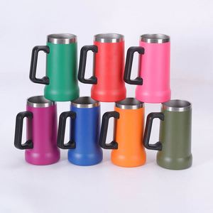 Mug à bière classique de 24 oz avec poignée, logo personnalisé, double paroi isolée en acier inoxydable, revêtement en poudre - Product Image 6