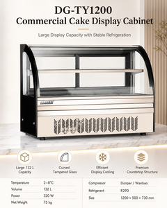 Vitrine réfrigérée de comptoir en verre incurvé pour gâteaux, écologique R290, avec porte coulissante, pour boulangerie et pâtisserie - Product Image 2