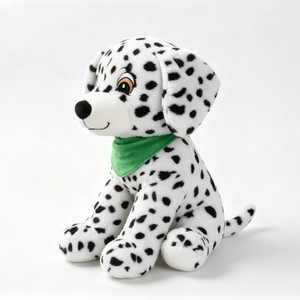 Peluche de Dálmata Personalizado, Cachorro de Dálmata Sentado con Manchas Blancas y Negras y Pañuelo Triangular Verde - Product Image 4