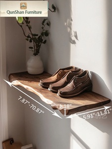 Zapatero Flotante de Madera Maciza Único <span class=keywords><strong>para</strong></span> Organización en la Entrada - <span class=keywords><strong>Estante</strong></span> <span class=keywords><strong>para</strong></span> <span class=keywords><strong>Zapatos</strong></span> de Madera Maciza Irregular - Product Image 3