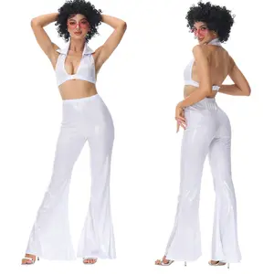 2023 Halloween Kostüme Set Adult Party Frauen Vintage 70er 80er Jahre Disco Bühnen performance Tanzen Rock Hippies Cosplay Fancy