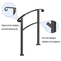 Main courante d'extérieur 1 à 5 marches Kit de porche réglable en métal en fer forgé Main courante Balustrades Supports Rampe d'escalier