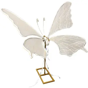 Décoration de fond de scène pour salle de réception de mariage, lumières d'allée, aile de papillon, accessoires de lumière à LED, accessoire de papillon géant pour mariage