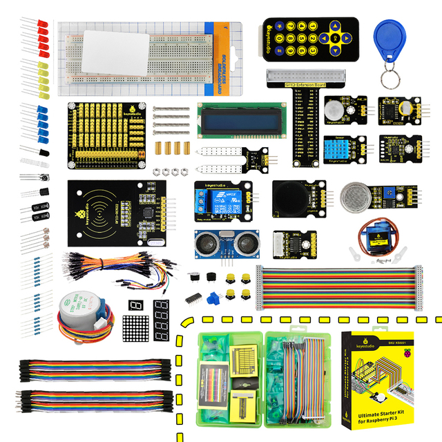 Keyestudio New Ultimate Starter Learning Kit With Tutorial Set Programmer Starter Learning Kit for Raspberry Pi 3 4 Model B/ B+