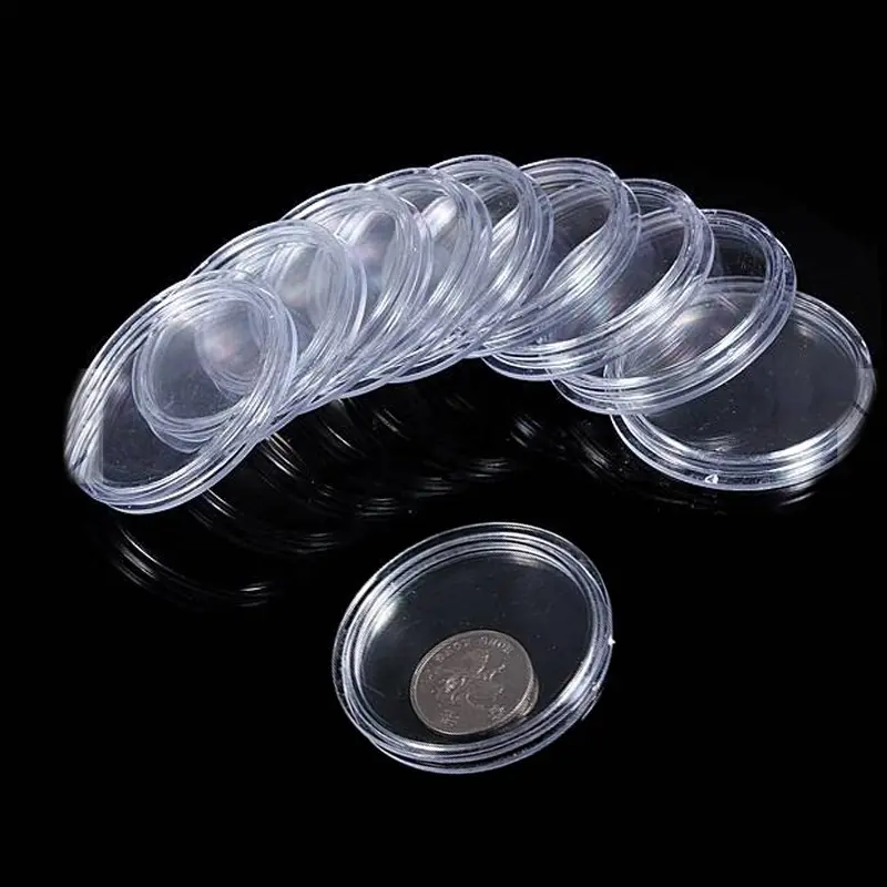 Cápsulas para monedas, cápsulas transparentes para monedas, manualidades, contenedores, cajas de almacenamiento/Colección, soportes de diámetro 18mm-50mm, redondas