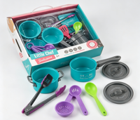 Ensemble de cuisine pour enfants, petit chef, jouet de simulation de cuisine, casseroles et poêles en plastique, ustensiles, jeu de rôle, jouet pour tout-petits