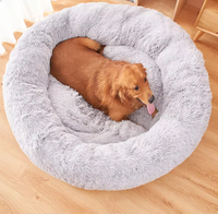 Lit pour animaux de compagnie surdimensionné en peluche apaisante avec rembourrage en coton PP épais, fausse fourrure douce, lavable, rond, pour chien et chat, pour l'hiver