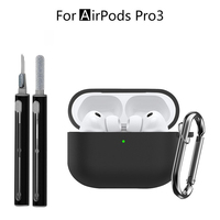 Étui de protection en silicone personnalisé avec logo, sac de protection avec stylo de nettoyage, kit de nettoyage avec éponge et brosse pour Airpod Pro 3